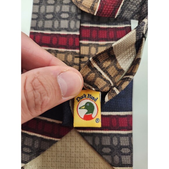 Duck Head Neck Tie Multicolor Geometric 100% Silk Made In USA - Picture 4 of 5